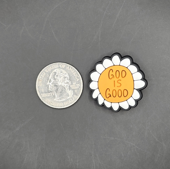 (5/$15) "God is Good" Daisy Flower  Croc Charm - Picture 2 of 3